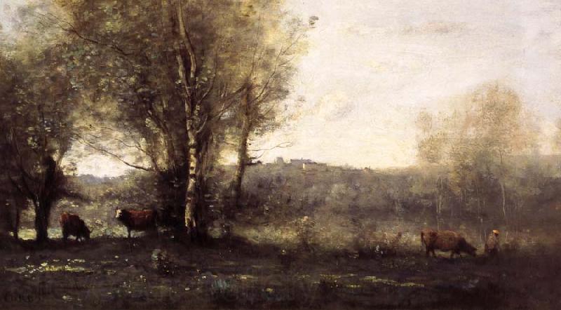 Jean Baptiste Camille  Corot Three Cows at the Pond France oil painting art